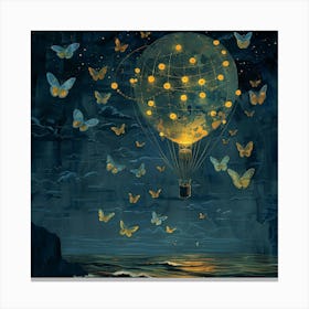 Hot Air Balloon With Butterflies 4 Canvas Print