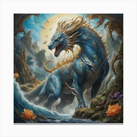 Blue Dragon Art print paintings 1 Canvas Print