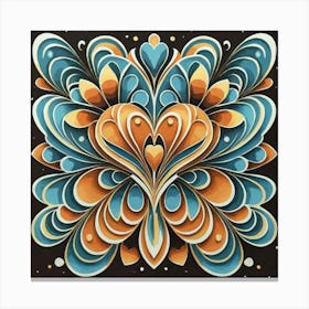 Abstract art of exotic flowers with vibrant abstract hearts in their designs, hearts, 4 Canvas Print