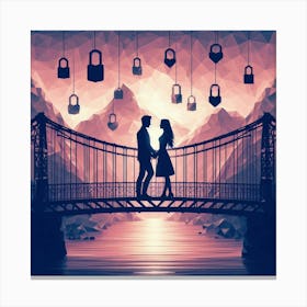 Couple On A Bridge Canvas Print