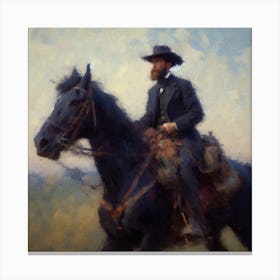 Cowboy On Horseback Canvas Print