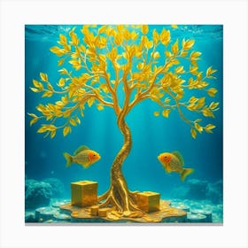 Gold Tree Under Water 1 Canvas Print