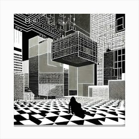 Black And White Cityscape Canvas Print