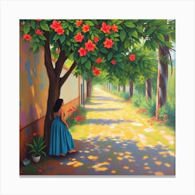 Girl Under A Tree Canvas Print