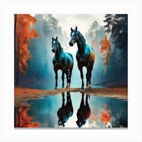 Two Horses In The Forest Canvas Print