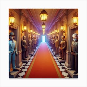 Hallway With Statues 1 Canvas Print