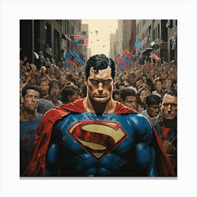 Superman In The Crowd Art Print 2 Canvas Print