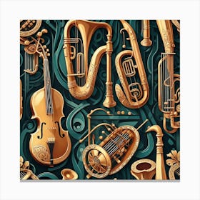 Musical Instruments Seamless Pattern 4 Canvas Print