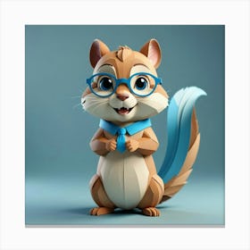 Cartoon Squirrel With Glasses 2 Canvas Print