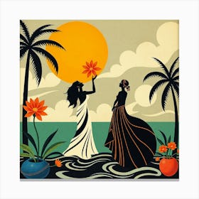 Hawaiian Women Canvas Print