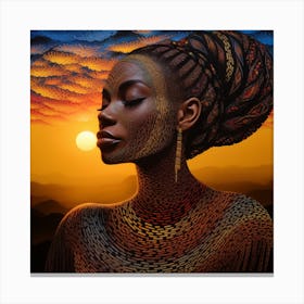 African Woman At Sunset 6 Canvas Print