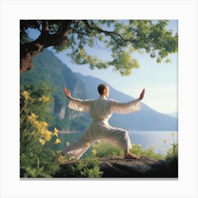 Meditating Man In White Canvas Print