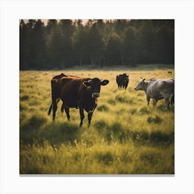 Cows In A Field 1 Canvas Print