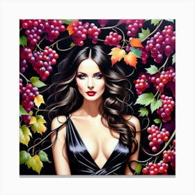 Beautiful Woman With Grapes 3 Canvas Print