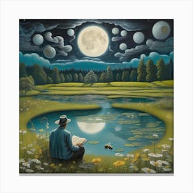 Moonlight In The Meadow Canvas Print