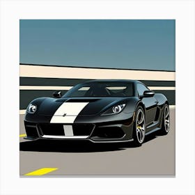 Front View of a Striped Sports Car in Motion Canvas Print