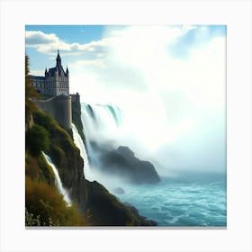 Rhine Falls Waterfall With A Castle, Swis Canvas Print