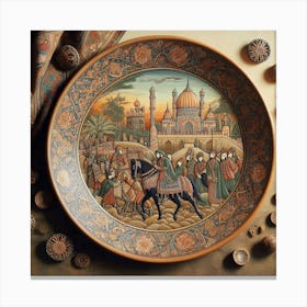 Pottery Plate With A Scene From Pakistani History (1) Canvas Print