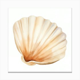 Watercolor Sea Shell Isolated On White Canvas Print