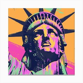 Liberty Statue New York Pop Art Print Orange Pink Canvas Print