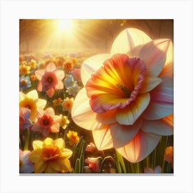 Daffodils Basking in the Sunlight Canvas Print