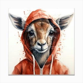 Watercolour Cartoon Gazelle In A Hoodie 2 Canvas Print