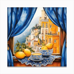 Lemons By The Window Canvas Print