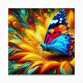 Butterfly On Sunflower 1 Canvas Print