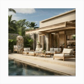Villa With A Pool 3 Canvas Print