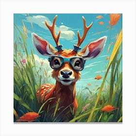 Deer In Glasses 2 Canvas Print