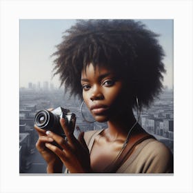 Portrait Of A Woman With A Camera Canvas Print