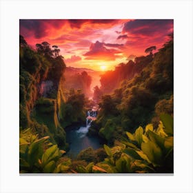 Sunset In The Jungle 7 Canvas Print