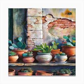 Cactus Pots Canvas Print