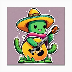 Cactus Playing Guitar 16 Canvas Print