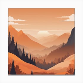 Misty mountains background in orange tone 1 Canvas Print