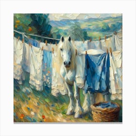 Horse On A Clothesline Canvas Print