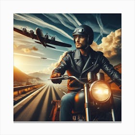 Man On A Motorcycle 2 Canvas Print