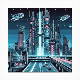 8-bit cybernetic city Canvas Print