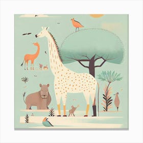 Giraffes And Birds 1 Canvas Print