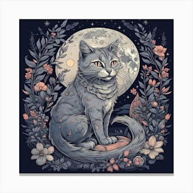 Cat In The Moonlight Canvas Print