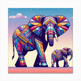 The Guardians of the Golden Hour Elephants Canvas Print