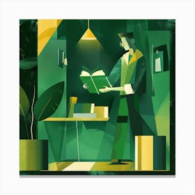 Illustration Of A Man Reading A Book Canvas Print