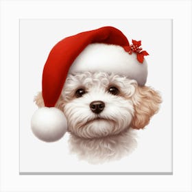 Poodle In Santa Hat 2 Canvas Print