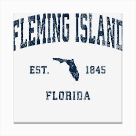 Fleming Island Florida Fl Vintage Athletic Navy Sports Desig Canvas Print