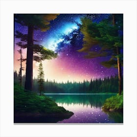 Night Sky In The Forest Canvas Print