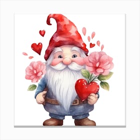 Gnome With Flowers Canvas Print