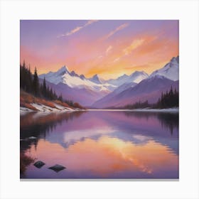 Sunset Over Lake Paintings Art Print Canvas Print