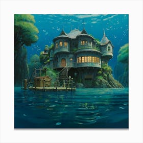 Default Cozy Mansion Under The Water Studio Ghibli Film By Hay 3 Canvas Print