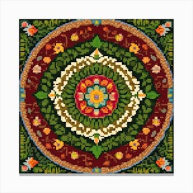 Mandala, Flower Mandala, A Mandala Made From Leaves Flowers And Animals Radiating From A Central Point 1 Canvas Print