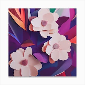 White Flowers On Purple Canvas Print